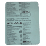 Back label of Zital Gold Capsules by Dew Drops
